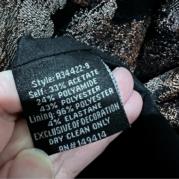 Johnny Was 6 Bronze Metallic Jacquard Floral Print Maxi Floor Length Gown C - Picture 6 of 9